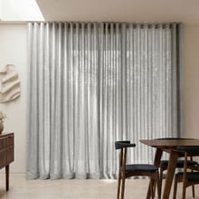 Custom Burano Linen-Blend Sheer S-Fold Single Panel Curtain & Track Set